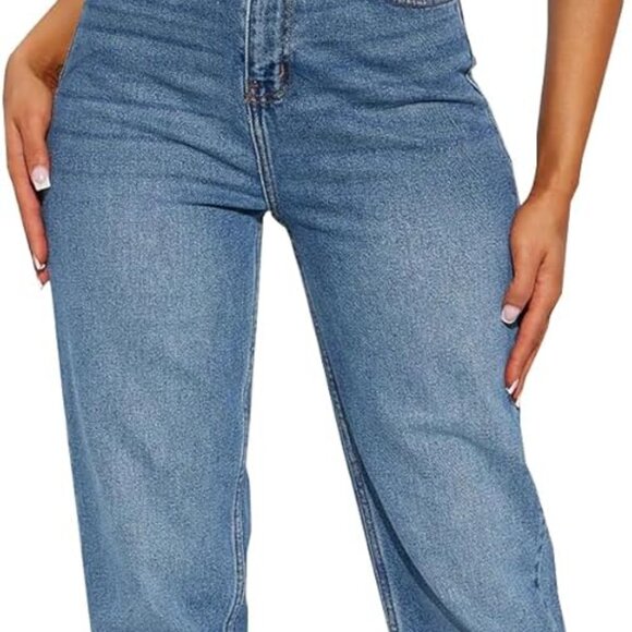 Women's Boyfriend Jeans Stretchy Ripped Distressed Denim Mom Jean Pants - Picture 3 of 6